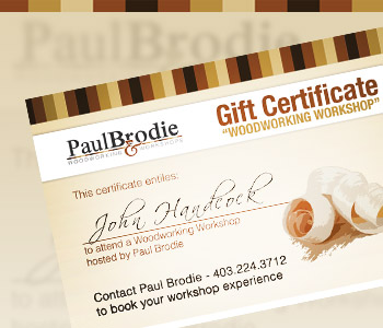 Woodworking Workshop gift certificates